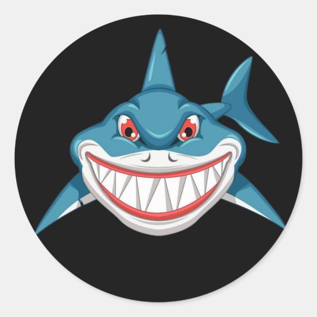 Animated Mean Shark Classic Round Sticker (Front)