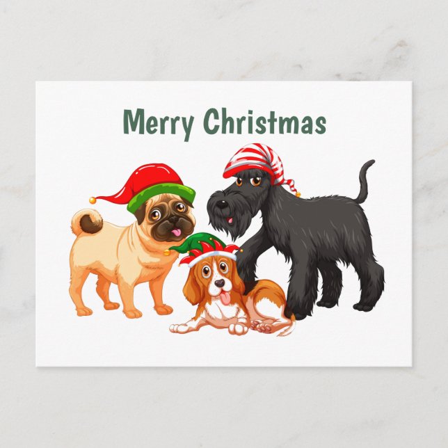 Animated Merry Christmas Dogs Postcard (Front)