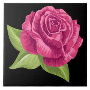 Animated Pink Rose Ceramic Tile