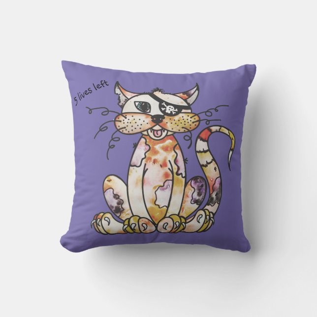 Animated Pirate Tattered Tom Cat Pillow (Front)