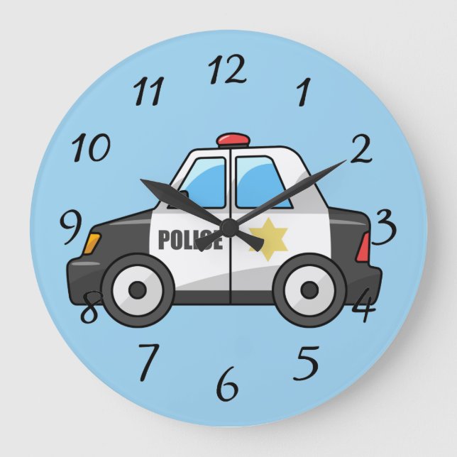 Animated Police Car Large Clock (Front)