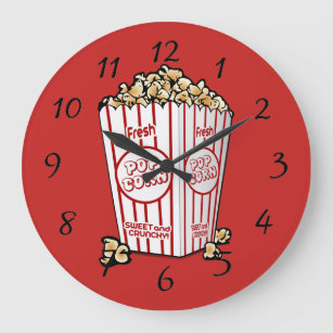 Animated Popcorn background Large Clock