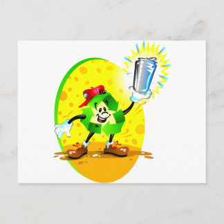 Animated recycling symbol with aluminium can postcard