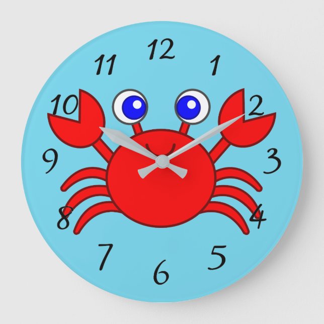 Animated Red Crab Large Clock (Front)