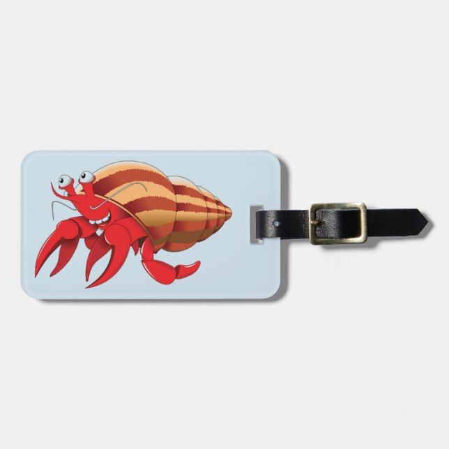 Animated Red Hermit Crab Luggage Tag (Front Horizontal)