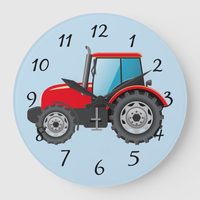 Animated Red Tractor Large Clock (Front)