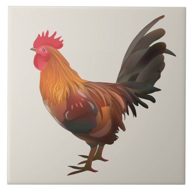 Animated Rooster Ceramic Tile (Front)