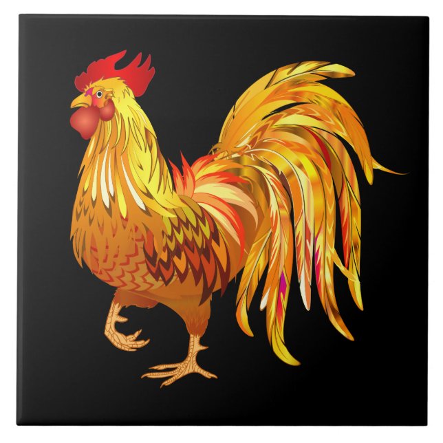Animated Rooster Ceramic Tile (Front)