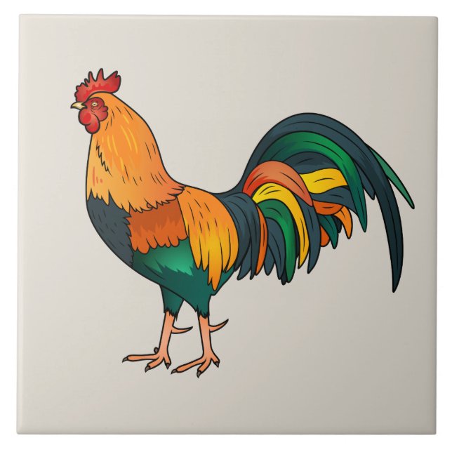 Animated Rooster Ceramic Tile (Front)