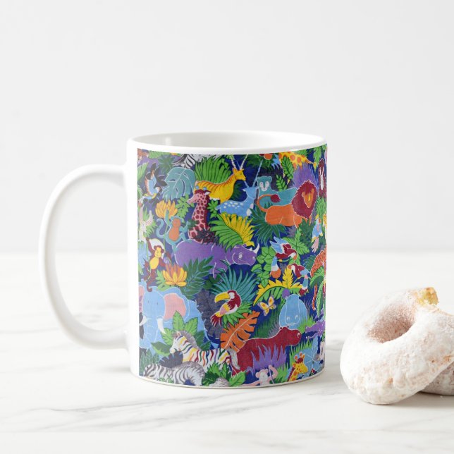Animated Safari Animals Coffee Mug (With Donut)