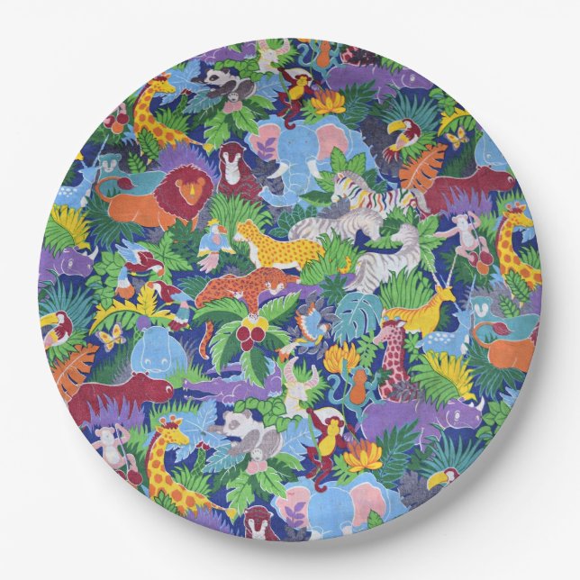 Animated Safari Animals Paper Plate (Front)