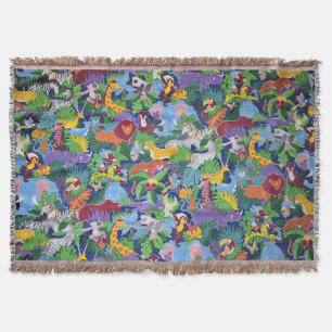 Animated Safari Animals Throw Blanket