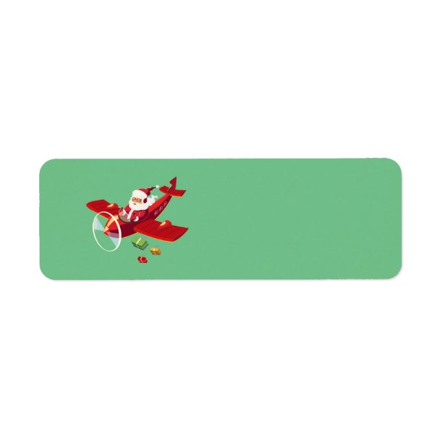 Animated Santa and his aeroplane Return Address Label (Front)