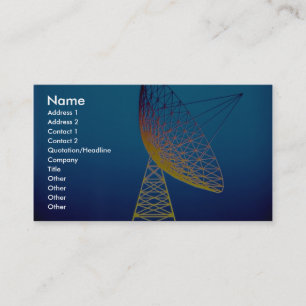 Animated satellite dish over blue background business card