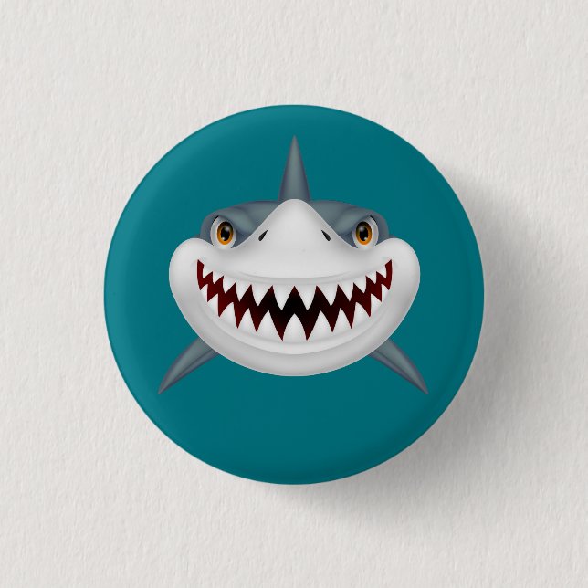 Animated Scary Shark Face 3 Cm Round Badge (Front)