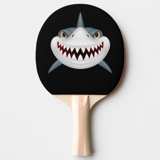Animated shark face ping pong paddle (Front)
