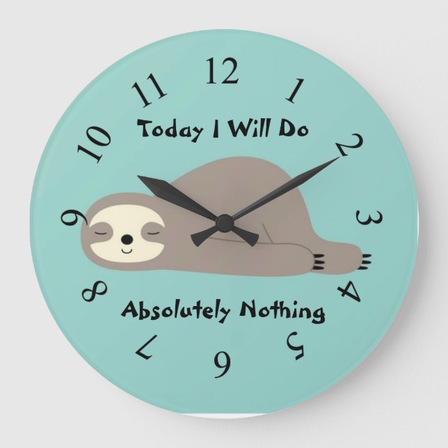 Animated Sloth Large Clock (Front)