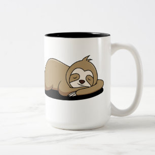 Animated Sloth Sleeping Two-Tone Coffee Mug