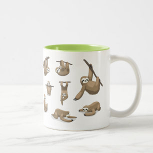 Animated Sloths Two-Tone Coffee Mug