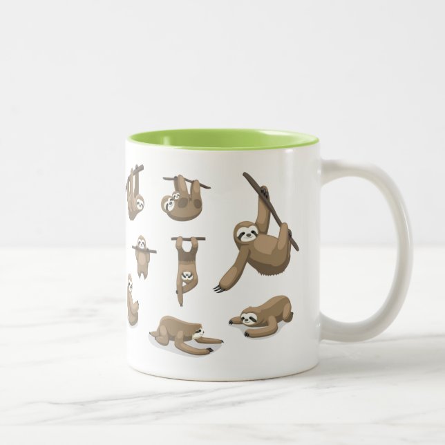 Animated Sloths Two-Tone Coffee Mug (Right)