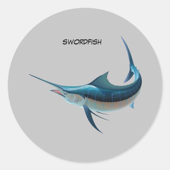 Animated Swordfish Classic Round Sticker (Front)