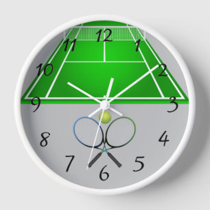 Animated Tennis Court and rackets round clock