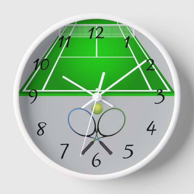 Animated Tennis Court and rackets round clock (Front)
