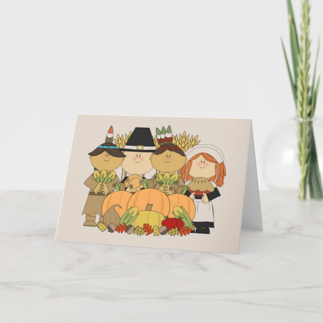 Animated Thanksgiving day Children Holiday Card (Front)