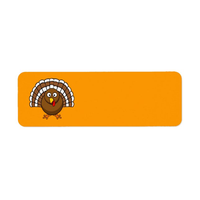 Animated Thanksgiving Turkey Return Address Label (Front)