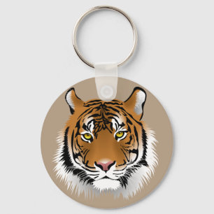 Animated Tiger Face Key Ring