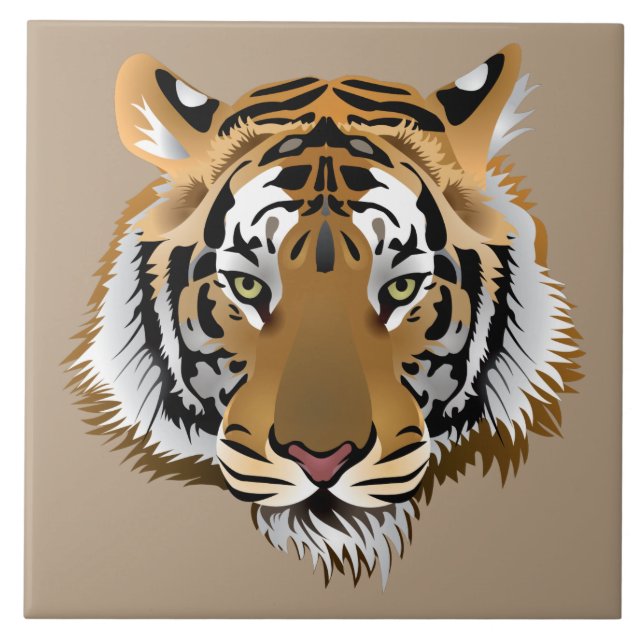 Animated Tiger's Face Ceramic Tile (Front)