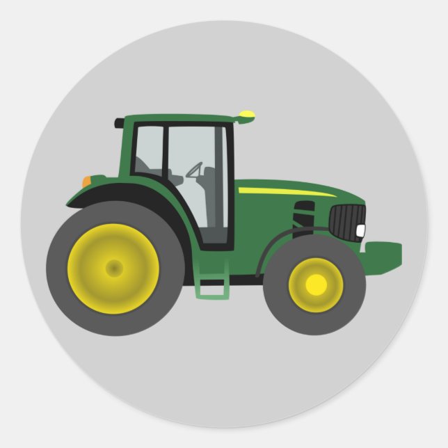 Animated Tractor Classic Round Sticker (Front)