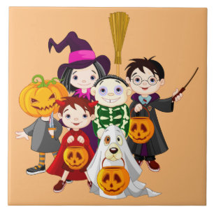 Animated Trick or Treat Children Tile