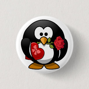 Animated Valentine's Day Penguin 3 Cm Round Badge