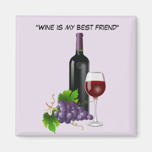 Animated wine bottle with glass magnet