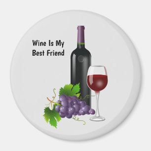 Animated wine bottle with glass  magnet