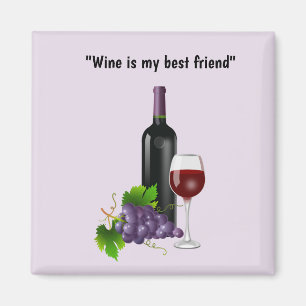 Animated wine bottle with glass magnet