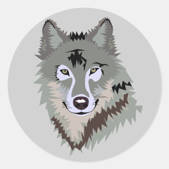 Animated Wolf Face Classic Round Sticker (Front)