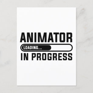 Animator in progress studying postcard