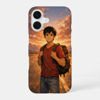 Anime Adventure Boy Sunset Road Mountain iPhone 16