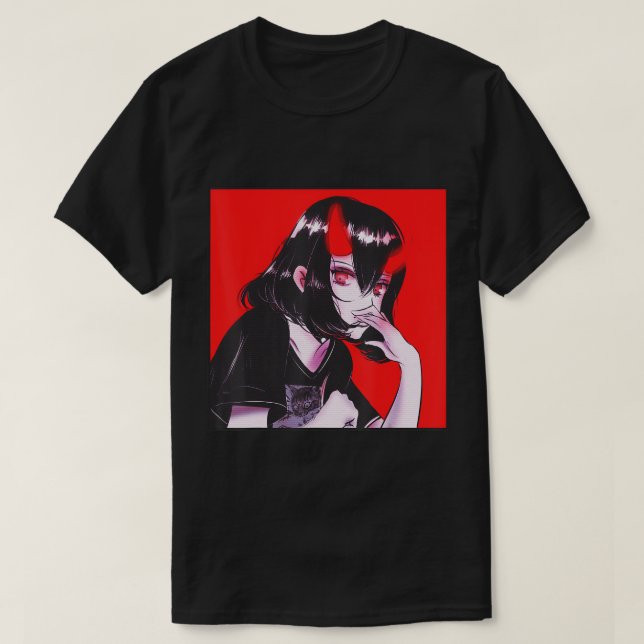 Anime Aesthetic Gothic Demon Girl Kawaii Waifu T-S T-Shirt (Design Front)