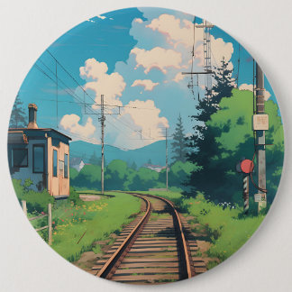 Anime Aesthetic Japan Countryside Train Tracks 6 Cm Round Badge