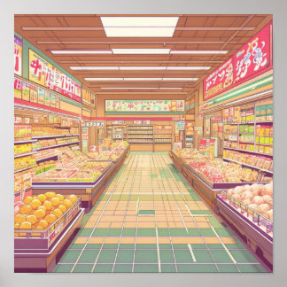Anime Aesthetic Japanese Supermarket Interior Poster