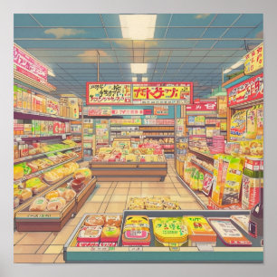 Anime Aesthetic Japanese Supermarket Interior Poster