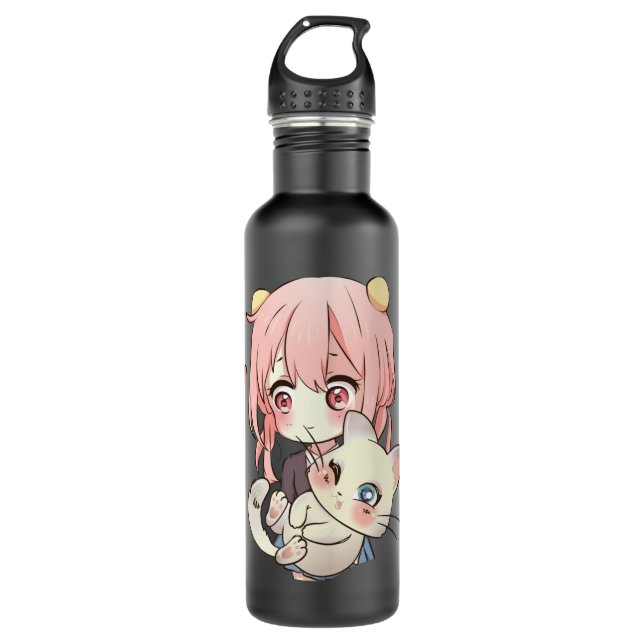 Anime and Cats Lover for Teen Manga kawaii Graphic 710 Ml Water Bottle (Front)