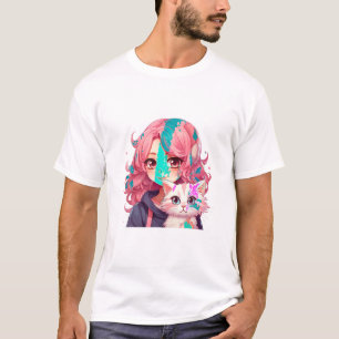 Anime and Cats Lover for Teen Manga kawaii Graphic T-Shirt