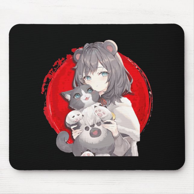 Anime and Cats Lover Japanese Manga kawaii Otaku G Mouse Pad (Front)