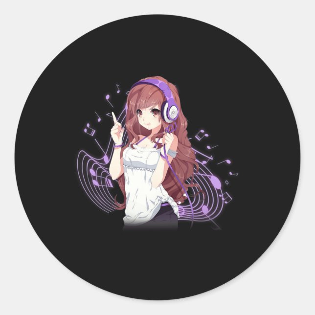 Anime and Music Merch Kawaii Manga Otaku for Teens Classic Round Sticker (Front)