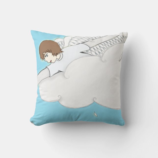 Anime Angel Boy Reaching Out From Clouds Cushion (Front)