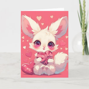 Anime Animal Cute Heart Holiday Card